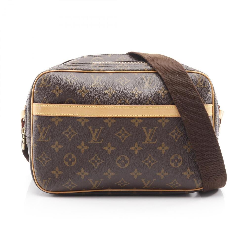 Louis Vuitton Reporter Monogram Shoulder Bag Canvas Leather Brown